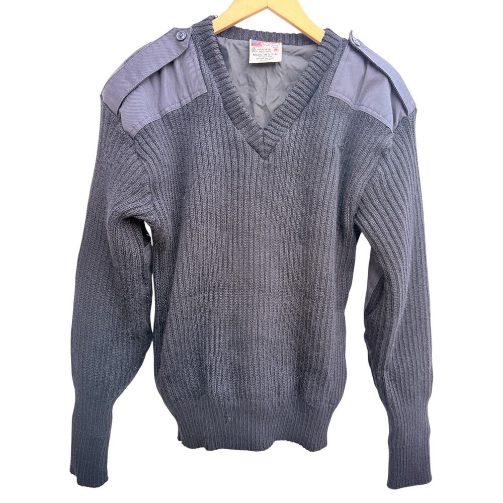 Commando Wool Sweater Mens XL Gray USA Made Military Style Heavyweight Knit